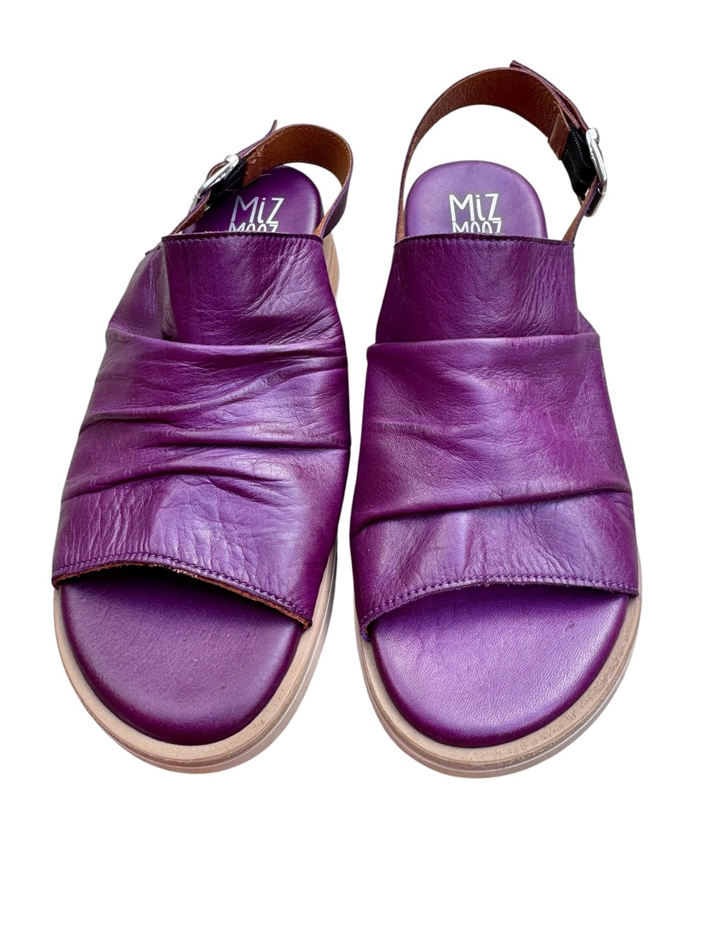 Miz Mooz Purple Leather Cornwall Open-Toe Slingback Sandals